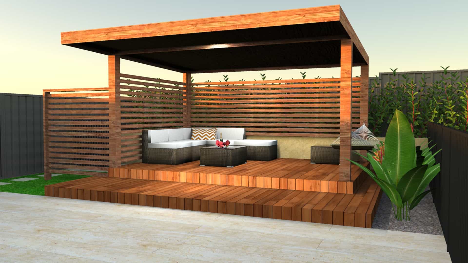 2D Backyard Garden and Patio Decking Design