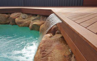 Hard Wood Decking and Rock Pool Header