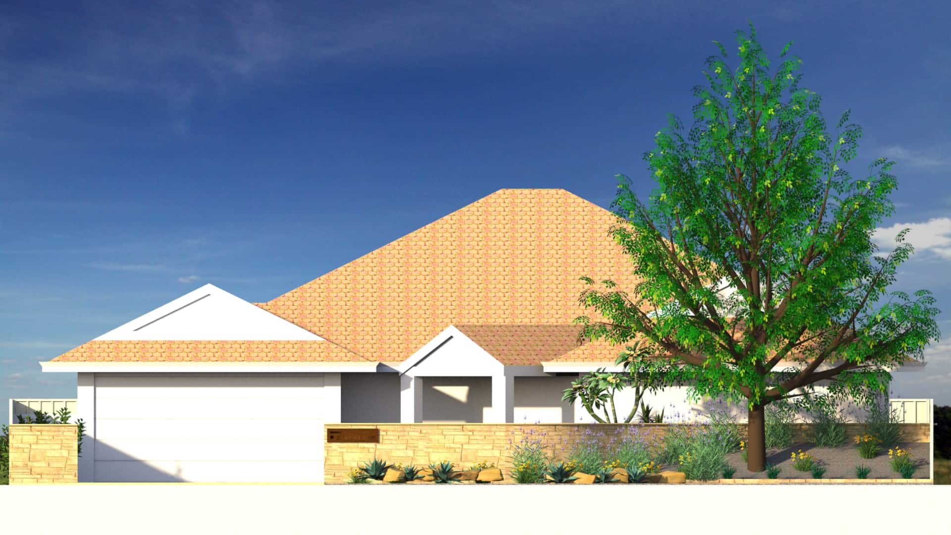 2D Natural Stones Retaining Walls Landscape Design